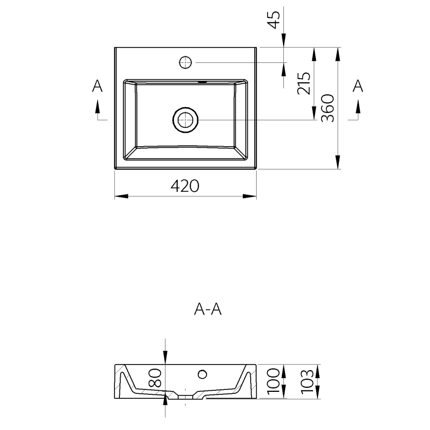 Sapho - ORINOKO ráépíthető mosdó 42x36 cm, kerámia, fehér