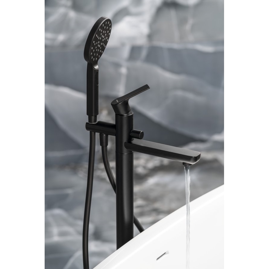 Sapho - PAX kádkészlet csapteleppel, matt fekete