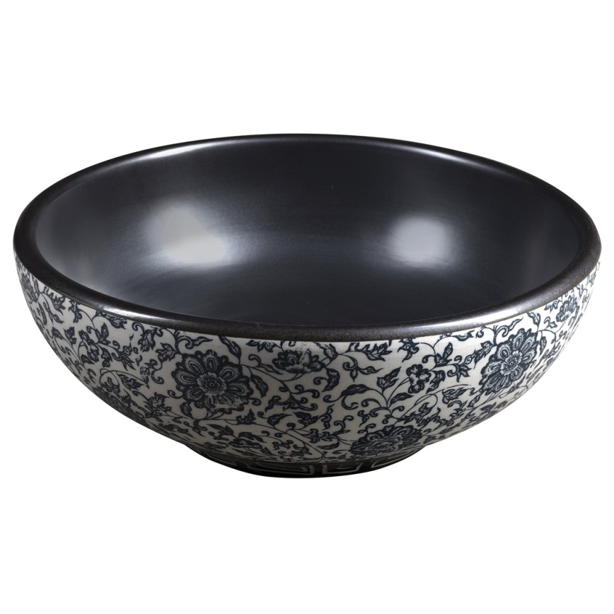 Sapho - PRIORI pult fölé helyezhető mosdó, átmérő 41 cm, fekete/fehér