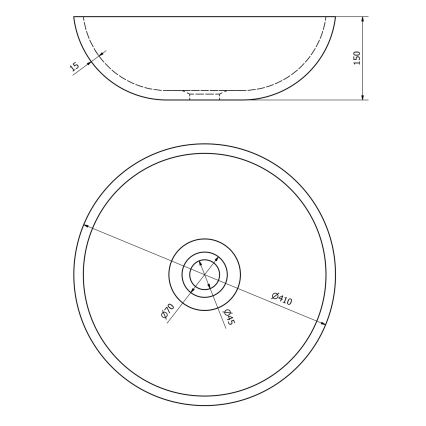 Sapho - PRIORI pult fölé helyezhető mosdó, átmérő 41 cm, fekete/fehér