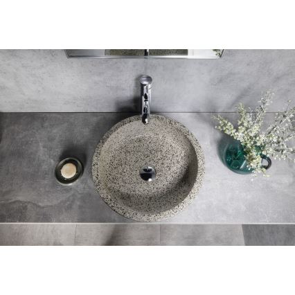 Sapho - PRIORI pultba szerelhető mosdó, átmérő 41 cm, fehér/szürke