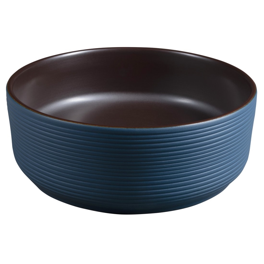 Sapho - PRIORI pultfelületre helyezhető mosdó, Ø 41 cm, barna/kék