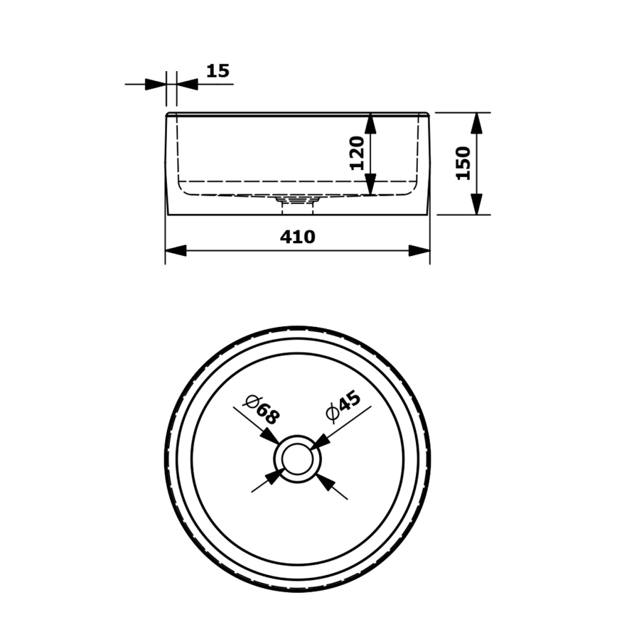 Sapho - PRIORI ráültethető mosdó, Ø 41 cm, kerámia/kék