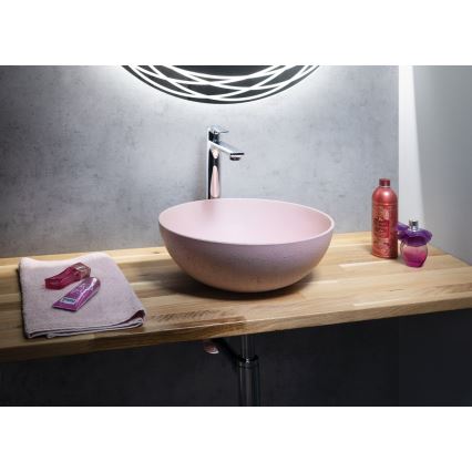 Sapho - pult fölé szerelhető mosdó FORMIGO átm. 39 cm beton/rózsaszín