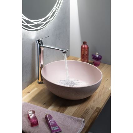 Sapho - pult fölé szerelhető mosdó FORMIGO átm. 39 cm beton/rózsaszín