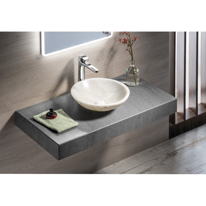 Sapho - Ráépített mosdó BLOK átm. 40 cm márvány/fehér