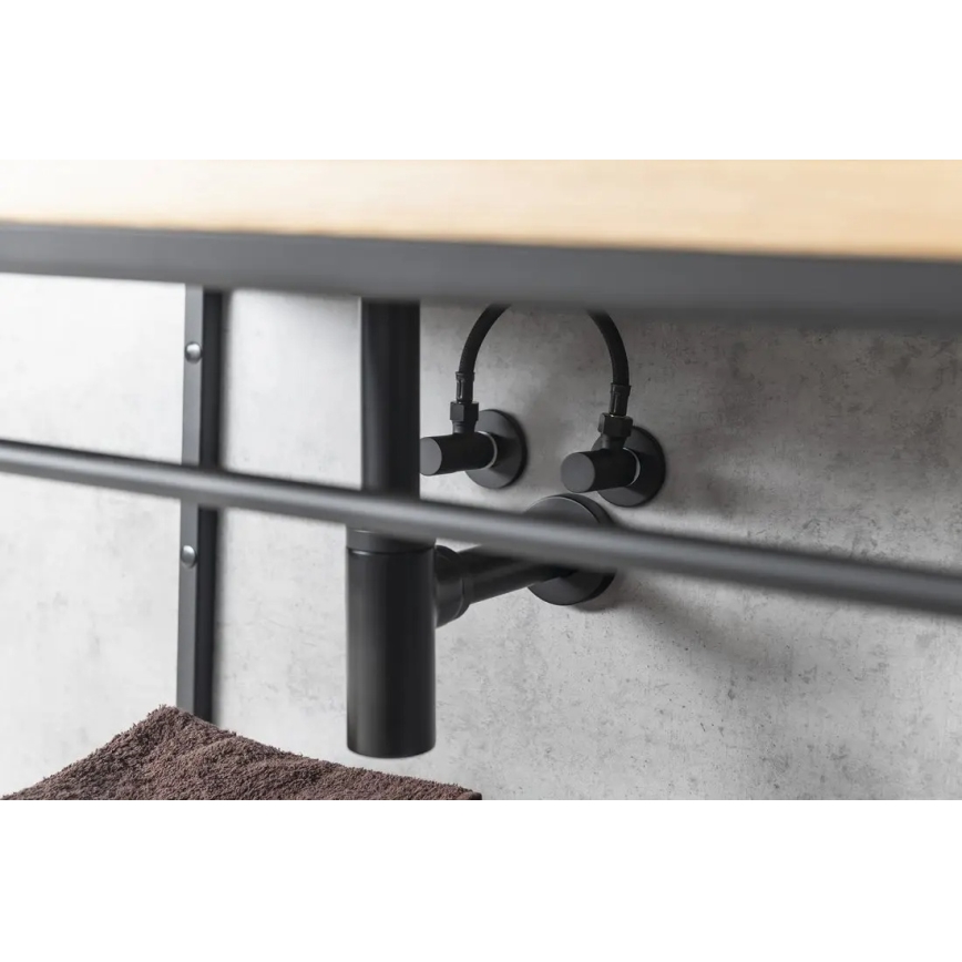 Sapho - Sarokszelep rozettával kerek/matt fekete