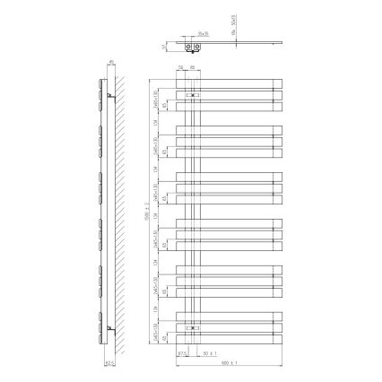 Sapho - SILVANA fürdőszobai törölközőszárító radiátor 150x60 cm, fehér