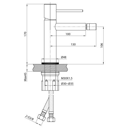 Sapho - SOLARIS bidé csaptelep, fényes króm