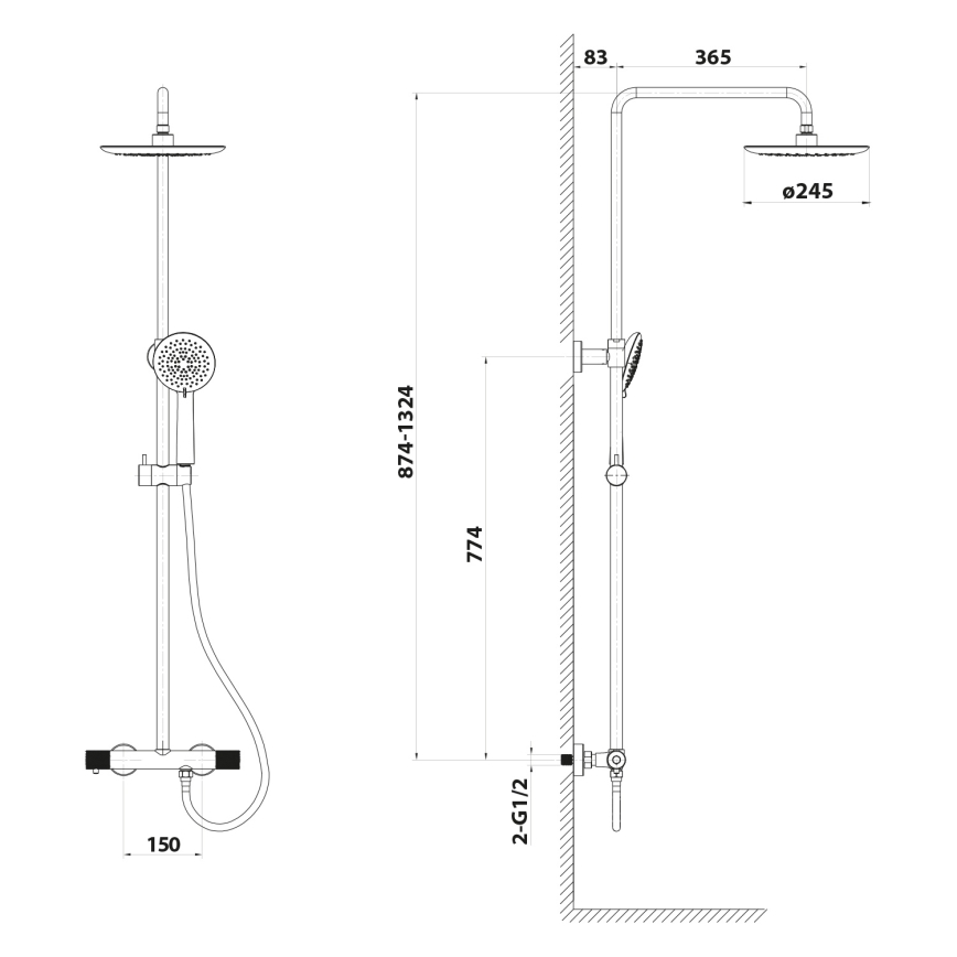 Sapho - SOLARIS zuhanykészlet csapteleppel, fényes króm