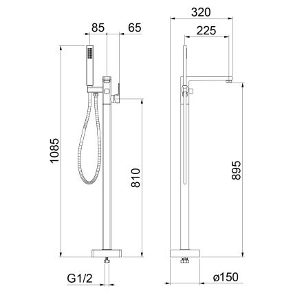 Sapho - Szabadon álló fürdőkád-szett TURSI csapteleppel, fényes króm