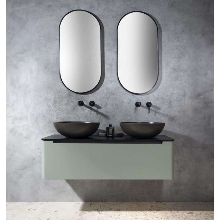 Sapho - TURF ráültethető mosdó, átmérő 44 cm, beton/fekete gránit