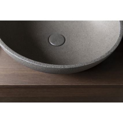 Sapho - TURF ráültethető mosdó, átmérő 44 cm, beton/fekete gránit