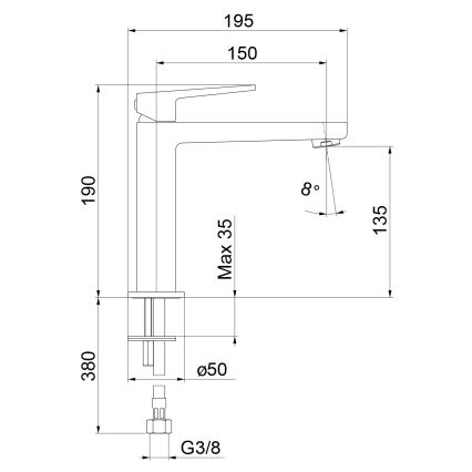 Sapho - TURSI 19 cm mosdócsaptelep, fényes króm