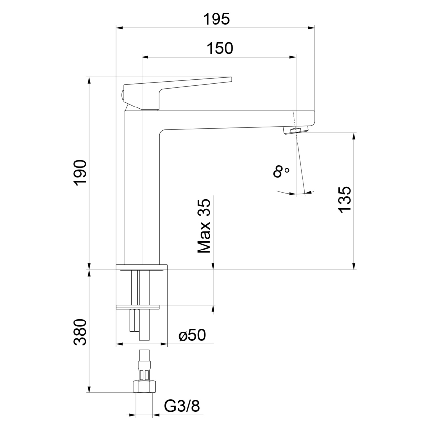 Sapho - TURSI 19 cm mosdócsaptelep, fényes króm