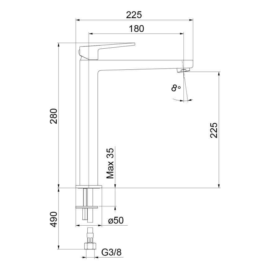 Sapho - TURSI 28 cm-es mosdócsaptelep matt fekete