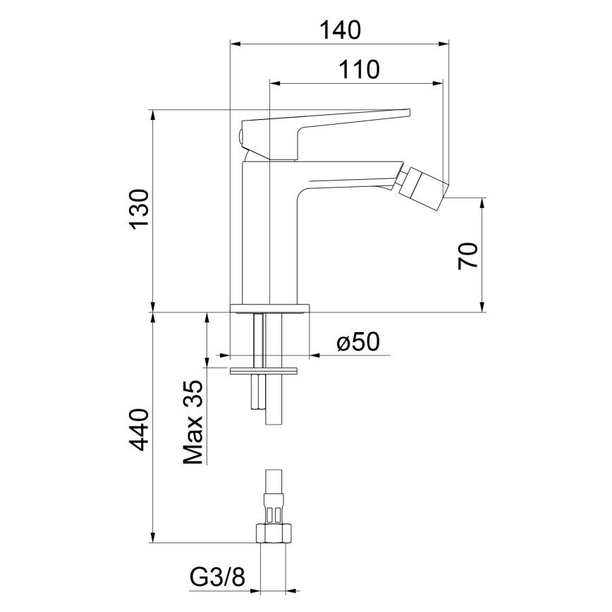Sapho - TURSI bidé csaptelep matt fekete