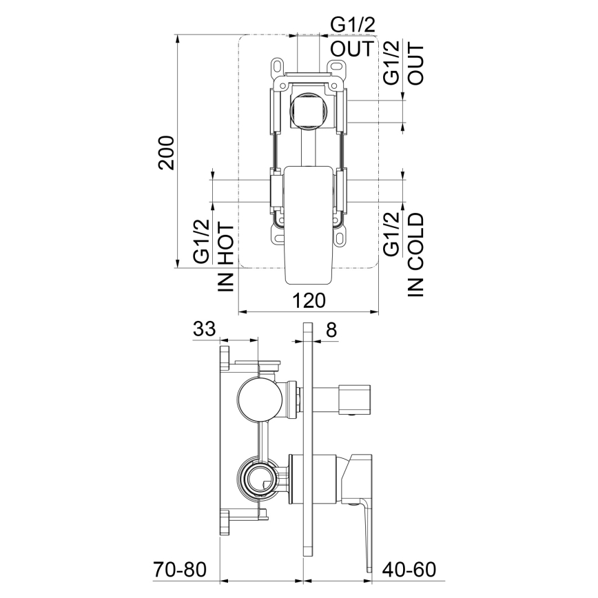 Sapho - TURSI falba süllyeszthető zuhanycsaptelep, matt fekete