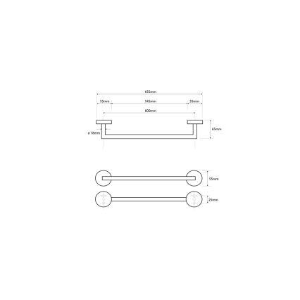 Sapho - X-ROUND falra szerelhető törölközőtartó 6,5x65,5 cm fényes króm