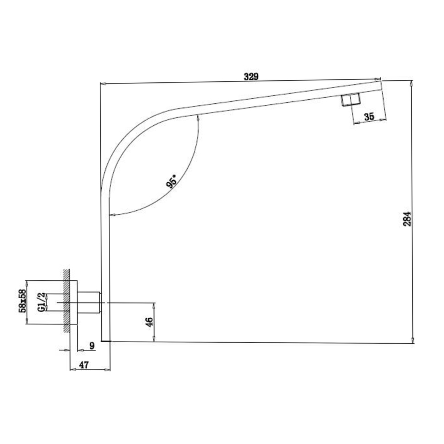 Sapho - Zuhanykar szögletes 33 cm fényezett króm