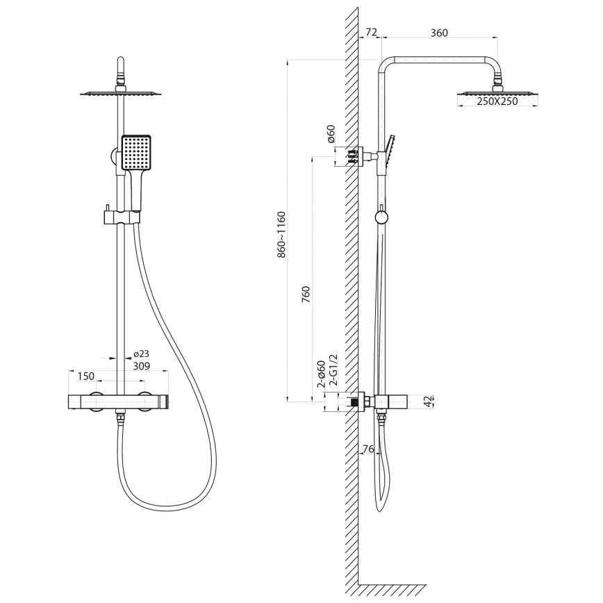 Sapho - zuhanyszett csapteleppel CUBEMIX matt arany