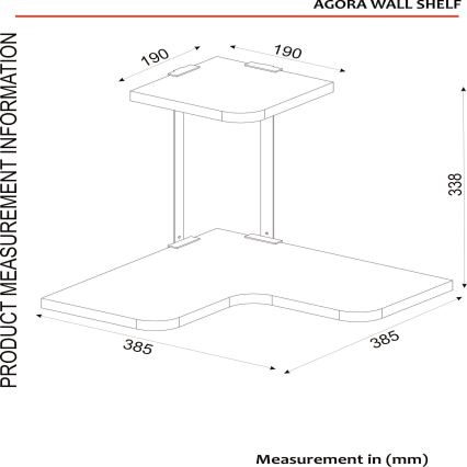 Sarki fali polc AGORA 33,8x38,5 cm barna