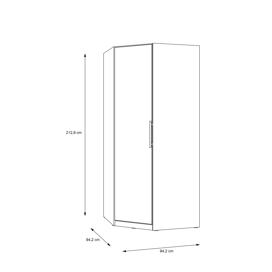 Sarok gardróbszekrény MARO 94x213 cm artisan tölgy