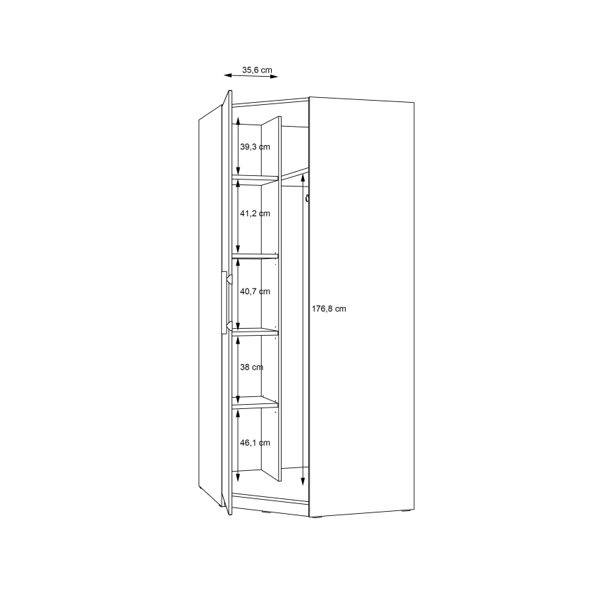 Sarok gardróbszekrény MARO 94x213 cm artisan tölgy