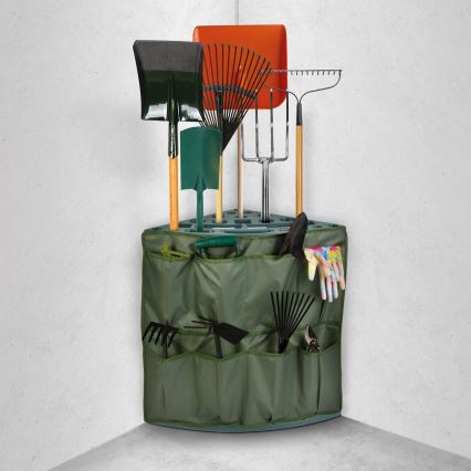 Sarokba helyezhető kerti szerszámtartó 43x43x59 cm zöld