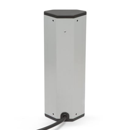 Sarokba szerelhető aljzatos oszlop 4x230V + 2xUSB-A fekete/ezüst