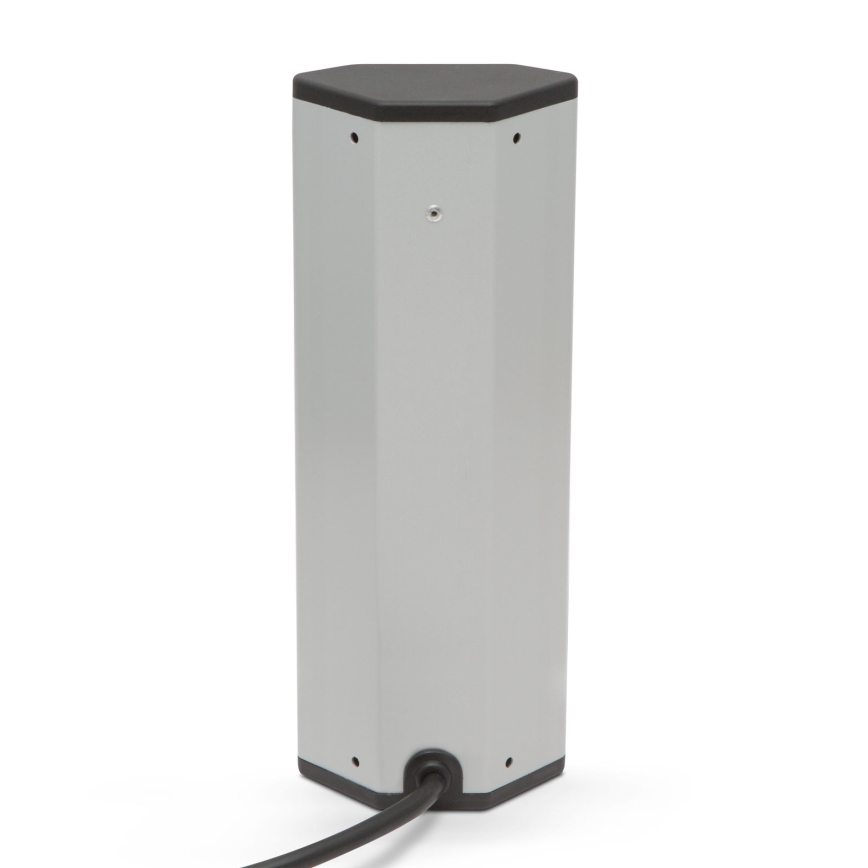 Sarokba szerelhető aljzatos oszlop 4x230V + 2xUSB-A fekete/ezüst