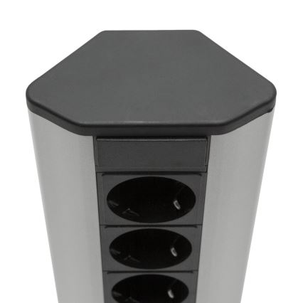 Sarokba szerelhető csatlakozóoszlop 3x230V + 2xUSB-A fekete/ezüst