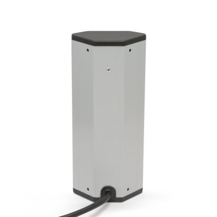 Sarokba szerelhető csatlakozóoszlop 3x230V + 2xUSB-A fekete/ezüst