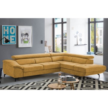 Sarokkanapé ággyá alakítható tárolóhellyel, L-alakú BRESCIA jobb oldali, sárga