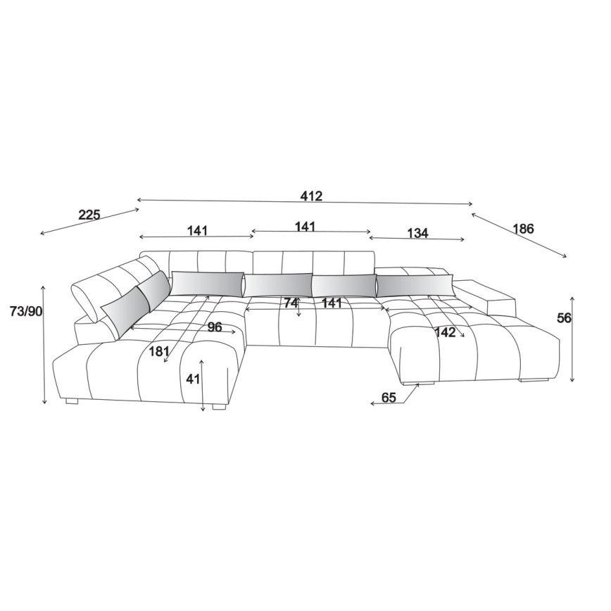 Sarokkanapé fejtámlákkal U alakban TROPEA balos barna