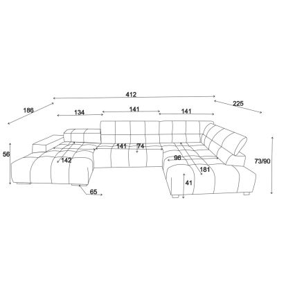 Sarokkanapé U alakban TROPEA jobb oldali szürke