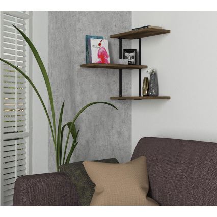 Sarokfalipolc FRISBI 47,4x45 cm barna