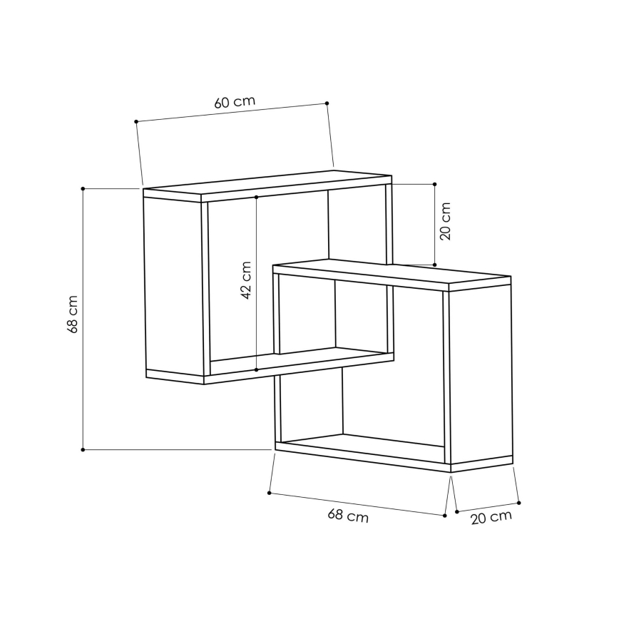Sarokfalipolc RING 68x68 cm barna