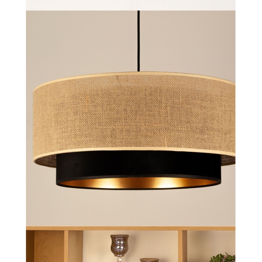 SARTA függőlámpa kábellel, 1xE27/60W/230V, átm. 45 cm, fekete/juta