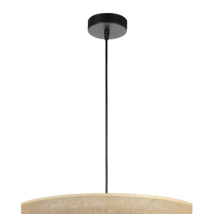 SARTA függőlámpa kábellel, 1xE27/60W/230V, átm. 45 cm, fekete/juta
