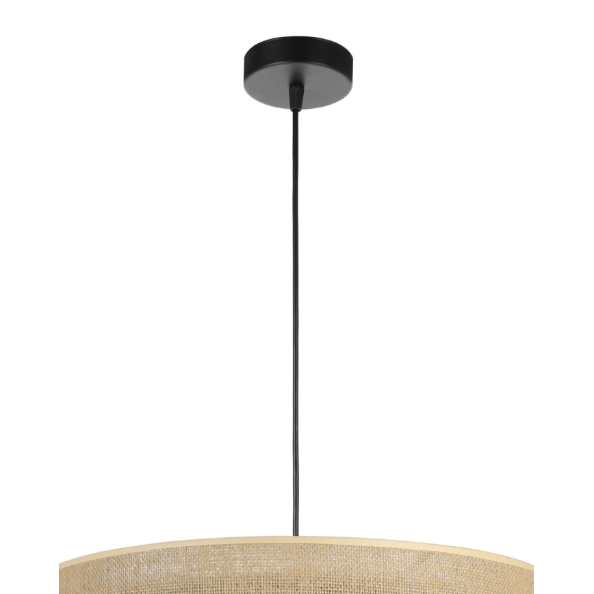 SARTA függőlámpa kábellel, 1xE27/60W/230V, átm. 45 cm, fekete/juta