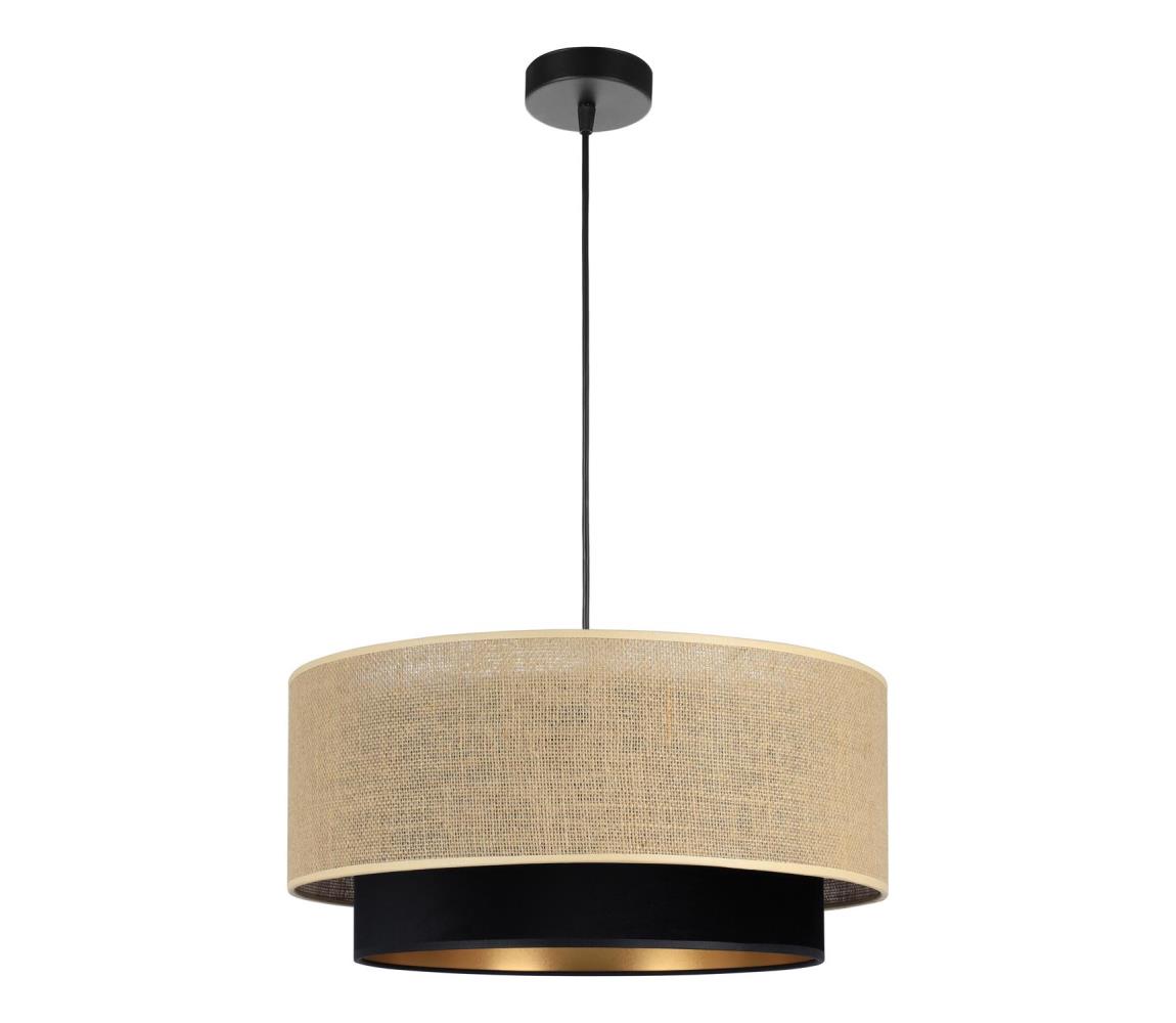 SARTA függőlámpa zsinórral 1xE27/60W/230V fekete/juta H0196
