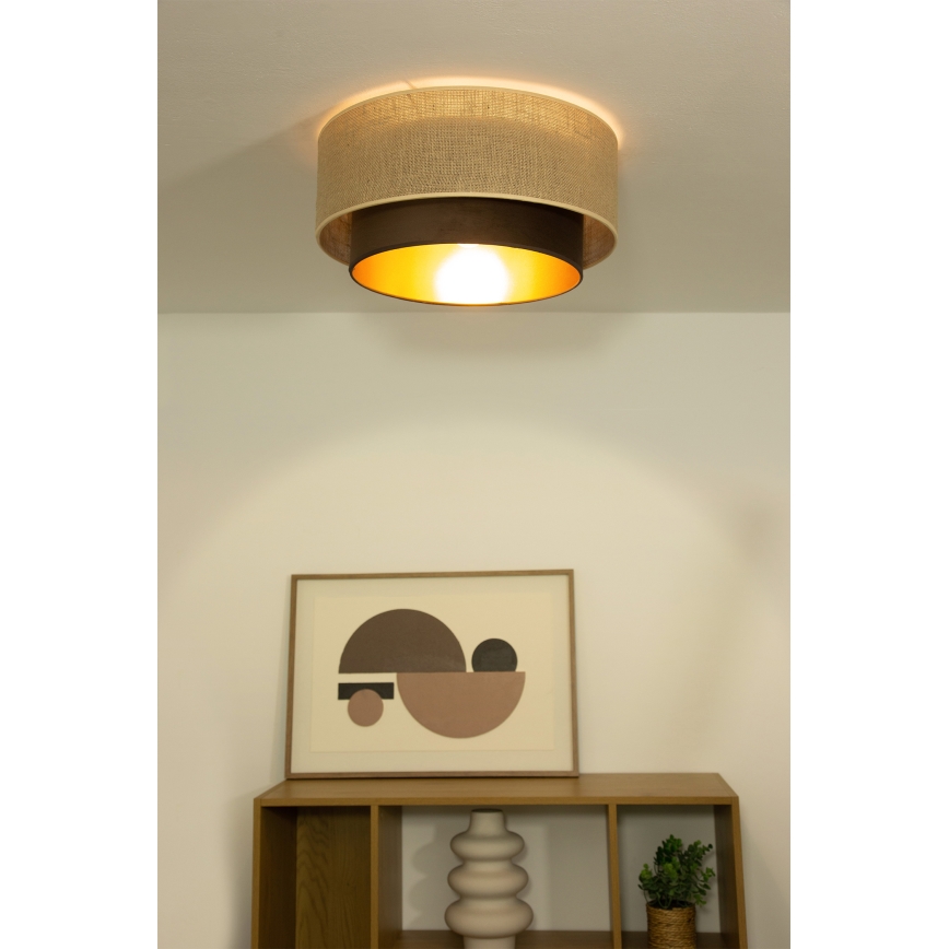 SARTA mennyezeti lámpa, 1xE27/60W/230V, átmérő 45 cm, barna/juta