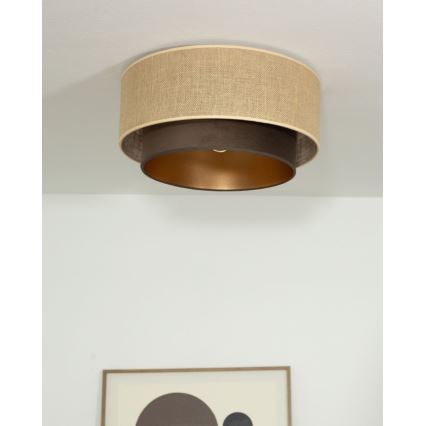 SARTA mennyezeti lámpa, 1xE27/60W/230V, átmérő 45 cm, barna/juta
