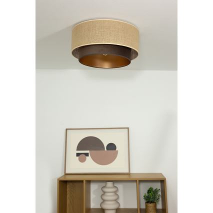 SARTA mennyezeti lámpa, 1xE27/60W/230V, átmérő 45 cm, barna/juta