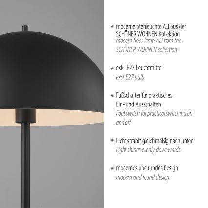 Schöner Wohnen 11727-18 - Állólámpa ALI 1xE27/25W/230V fekete