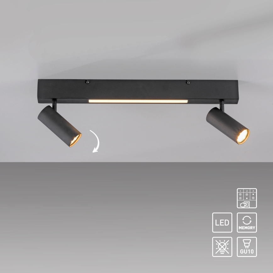 Schöner Wohnen 11793-18 - LED spotlámpa DANTE 2xGU10/10W/230V + LED/7,2W fekete