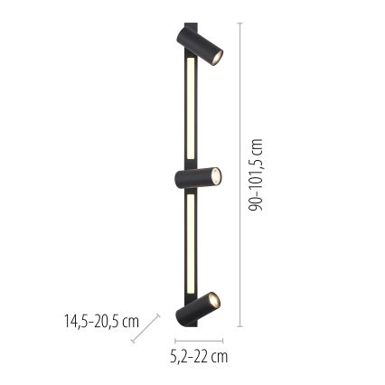 Schöner Wohnen 11794-18 - LED mennyezeti spotlámpa DANTE 3xGU10/10W/230V + LED/14,4W fekete