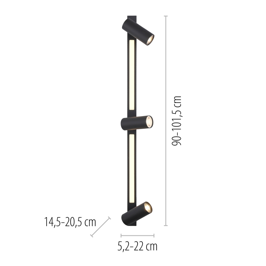 Schöner Wohnen 11794-18 - LED mennyezeti spotlámpa DANTE 3xGU10/10W/230V + LED/14,4W fekete