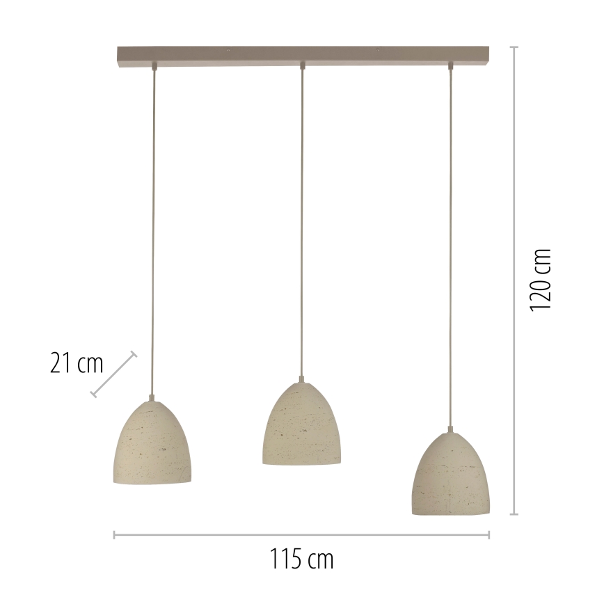 Schöner Wohnen 12541-42 - Kábeles csillár TRAVENTA 3xE27/40W/230V beton